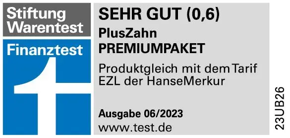  Siegel Stiftung Warentest 06/2023 - Tarif EZL, Testnote 0,6