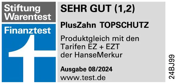 Siegel Stiftung Warentest 08/2024 - Tarif EZ+EZT, Testnote 1,2