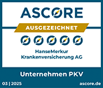 Siegel ASCORE 2025 - Unternehmen PKV, Ausgezeichnet