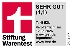 Siegel Stiftung Warentest 09/2026 - Tarif EZL, Testnote 1,1