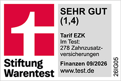 Siegel Stiftung Warentest 09/2026 - Tarif EZK, Testnote 1,4
