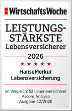 Siegel WirtschaftsWoche - Leistungsstärkste Lebensversicherer 2026, HanseMerkur Lebensversicherung