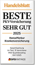 Siegel Handelsblatt 2025, Beste PKV-Versicherung, Testnote Sehr Gut