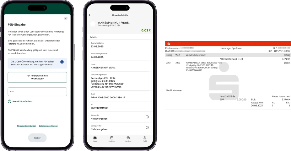 PIN und Kontoauszug - Blick in die App