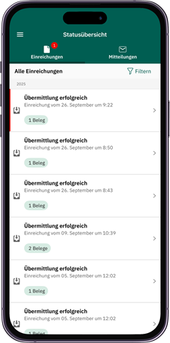 Statusübersicht in der App