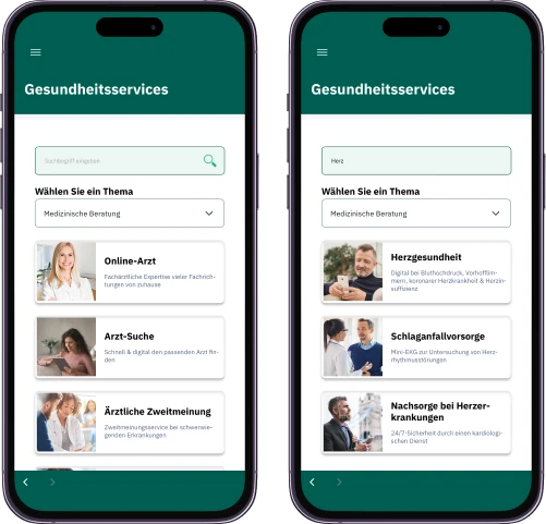 Gesundheitsservices in der App