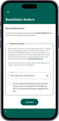 Bankdaten ändern in der App