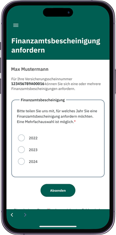 Finanzamtsbescheinigung in der App