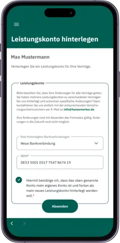 Leistungskonto hinterlegen in der App