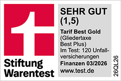 Siegel Stiftung Warentest 03/2026 - Tarif Best Gold, Testnote 1,5
