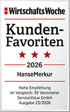 Siegel WirtschaftsWoche - Kundenfavoriten 2026, HanseMerkur