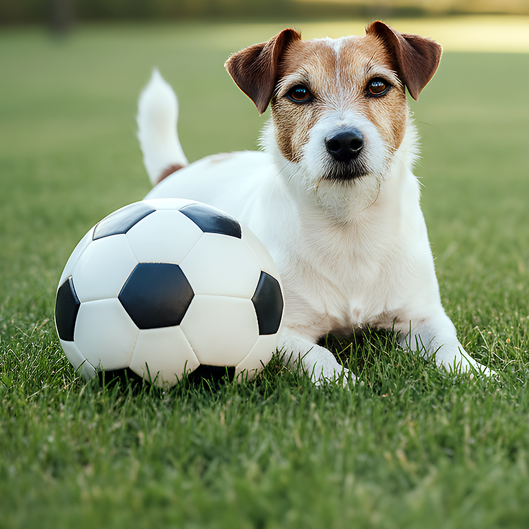 Hund mit Fußball